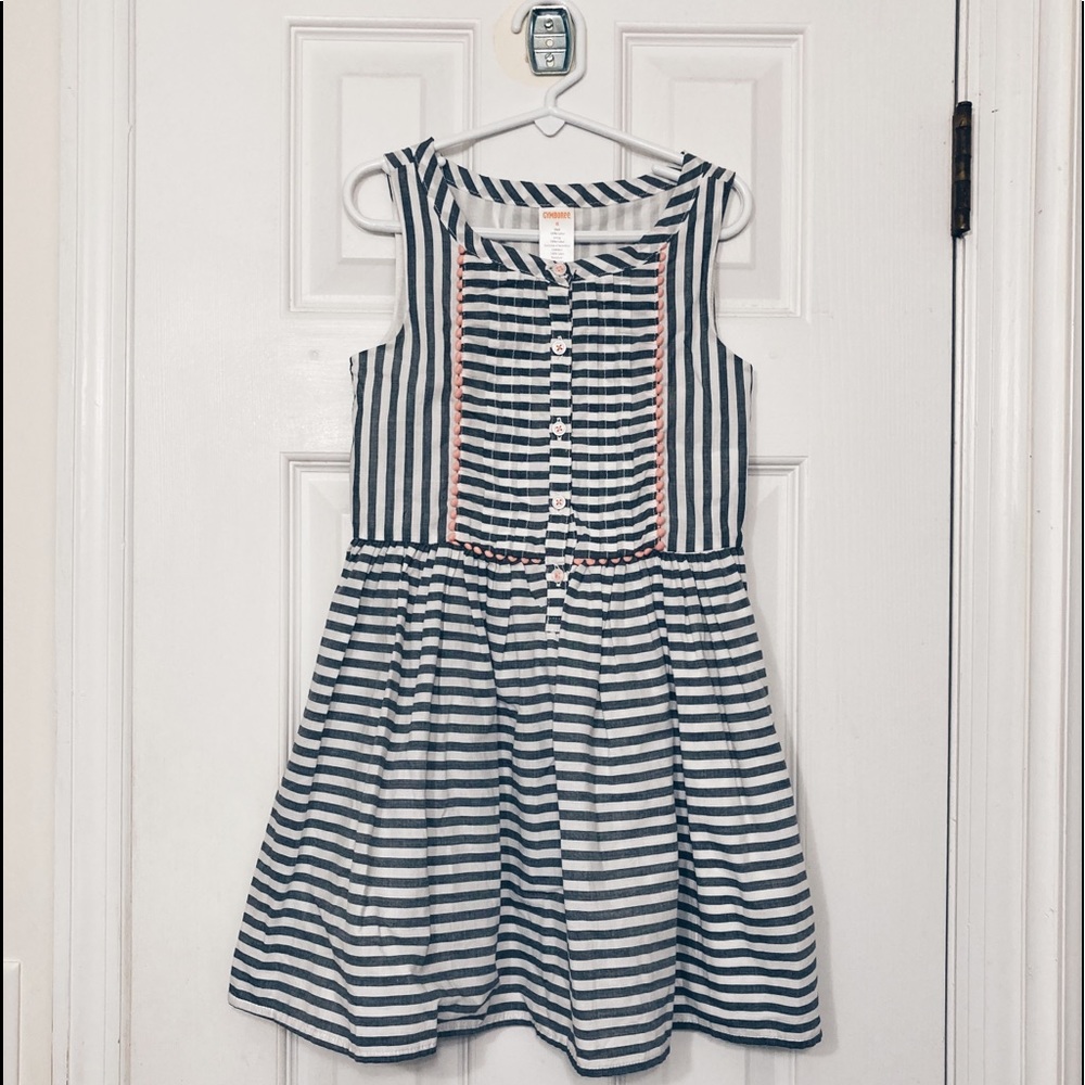 Gymboree • Striped Button Front Sleeveless Dress Gray White Girls Size 6